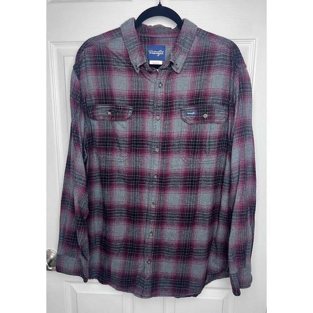 Wrangler Men's Long Sleeve Double Chest Pockets Flannel Shirt Size XL